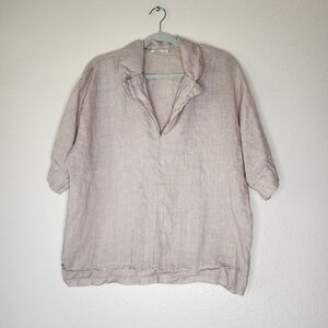 Women's Beige Linen Top